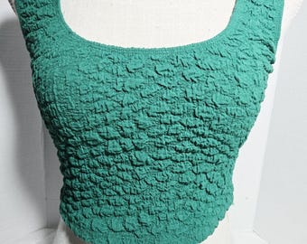 Top corto con nappine e popcorn di Anthropologie, verde, taglia S, da donna, stile boho retrò Y2k, stile costiero
