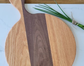 Walnut & Oak 12" Handled Wood Cutting Board, Cheese boards, Charcuterie board Wedding/Housewarming/Realtor Gift