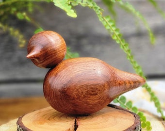 Walnut Hand Turned Wooden Bird,  Wood Bird