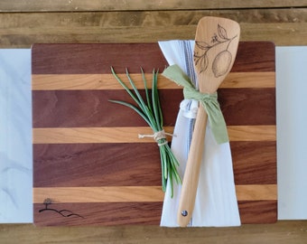 Cutting board, Wooden Spoon, Lemon Gift set, Cheese boards, Charcuterie board Wedding/Housewarming/Mothers Day Gift