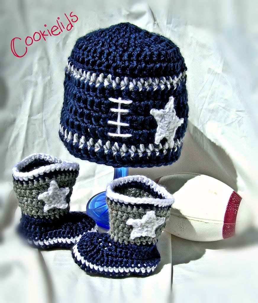 Dallas Cowboy or Cowgirl Infant Football Crochet Set 