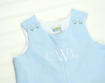 Take Home Outfit - Baby Blue Corduroy Overalls - Winter Baptism Outfit - Boys Winter Clothes - Baby Winter Jon Jon - Monogrammed Baptism