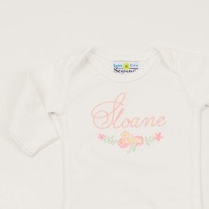 Baby Girl Coming Home Gown - Floral Embroidered Going Home Outfit - Personalized Vintage Flower Embroidery - Baby Shower Gift for New Girl
