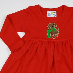 Toddler Christmas Dress - Red Knit Long Sleeved Dress for Girls - Christmas Puppy Applique Dress - Girls Holiday Outfit - Girls Monogrammed