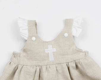 Baby Girl Christening Dress with Embroidered Cross