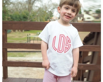 Monogram Shirt for Boys - Seersucker Initial Applique Tee for Baby and Toddler Boys with Matching Shorts Outfit, Kids Gift for Easter