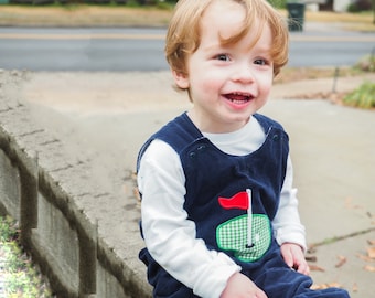 Boys Golf Overalls - Navy Corduroy Longall - Boys Golf Romper - Baby Boy Jumper - Golfer Baby Jon Jon - Winter Baby Clothes - Golf Outfit