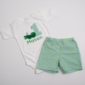 Baby Golf Shirt Jongens Applique Golf outfit Masters Baby Outfit Baby Shower Cadeau voor Golfer Kleding Unisex kinderkleding Kledingsets Green Gingham Shorts 