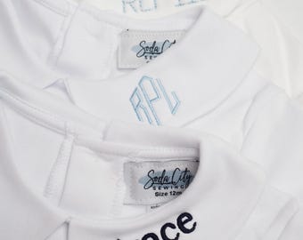 Camisa de cuello Peter Pan con monograma, nombre o iniciales - Camisa de punto para usar debajo de pantalones cortos