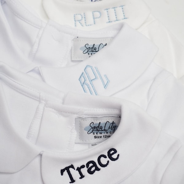 Monogrammed Peter Pan Collar Shirt with Name or Initials - Knit Shirt to Wear under Shortalls