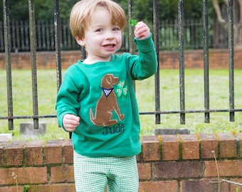 St Patricks Day Shirts - Toddler St Patricks Day Puppy - Boys Green St Patrick's Day Outfit - Kids St Patricks Shirts - Boys Shamrock Shirt