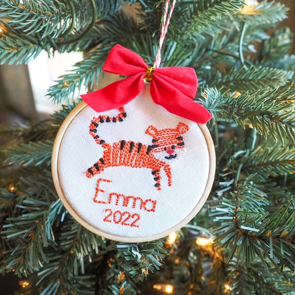 Ornement Personnalisé Tigre De Noël - PolarX - Cadeau Fait Main - Personnalisable - Neuf