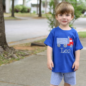 Boy Applique Shirt - Toddler Monogram Shirt - Semi Truck Applique Tee - Big Rig Birthday Monogrammed Shirt - Little Boy Clothes Personalized