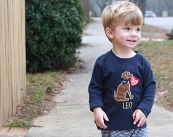 Boys Clothing Boutique Navy Puppy Dog Shirt for Boys Boys Valentines Day Outfit Valentine Outfit for Boys Toddler Valentine/'s Shirt