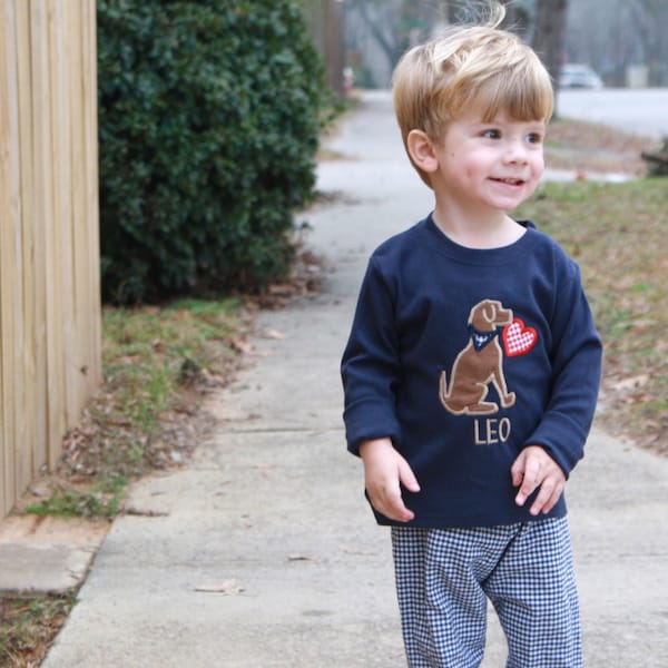 Toddler Valentine's Shirt - Boys Valentines Day Outfit - Navy Puppy Dog Shirt for Boys - Valentine Outfit for Boys - Boys Clothing Boutique