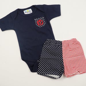 4th of July Baby Clothes - 1st Fourth of July Outfit - Monogrammed Pocket Tee American Flag Shorts - Independence Day Toddler Boy Clothes