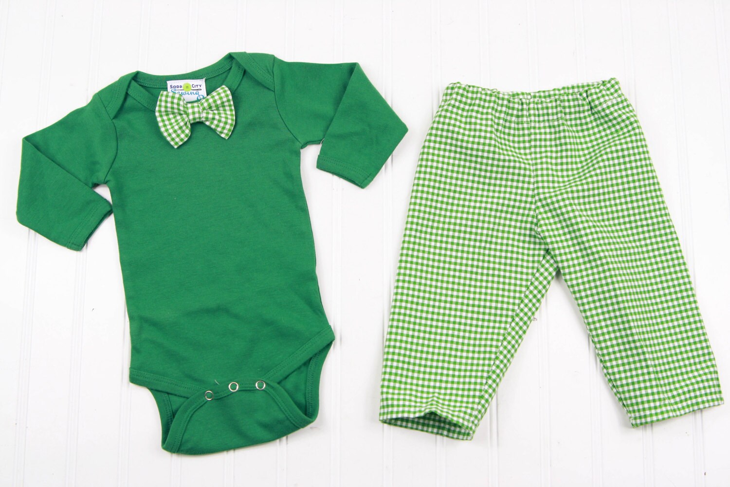 Boys St Patrick's Day Outfit Green Bowtie Shirt for Baby Etsy