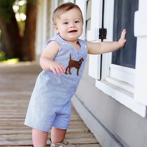 Puppy Outfit Baby Boy Romper Lab Shortall Summer Baby - Etsy