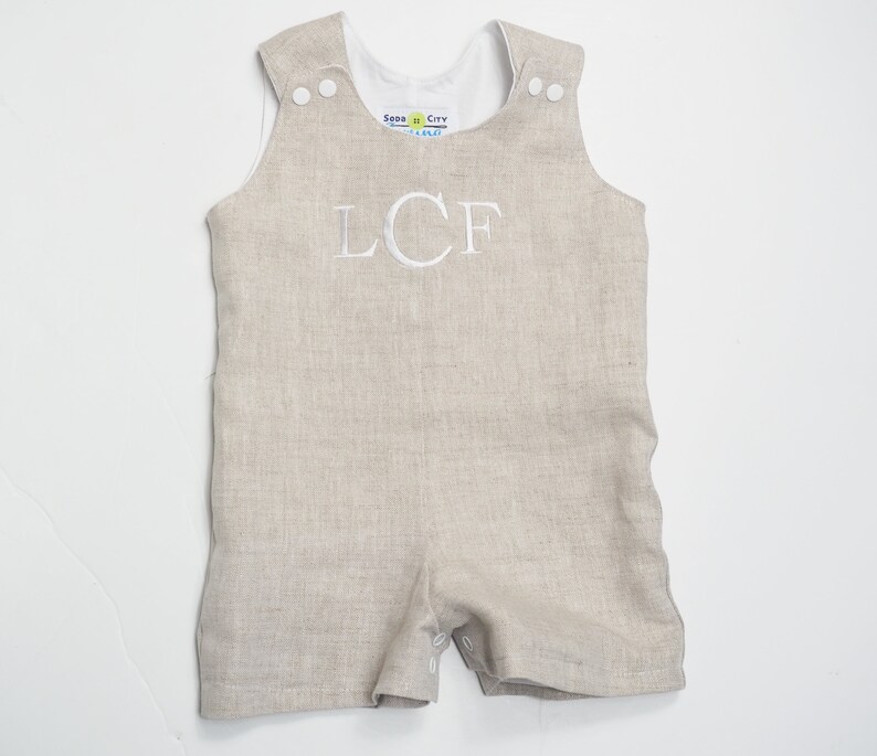 Baby Boy Linen Outfit Monogrammed Jon Jon Linen Overall Etsy