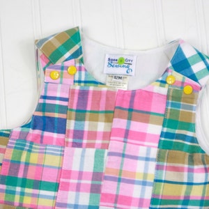 Preppy Boy Outfit Baby Boy Patchwork Plaid Outfit Madras Plaid Baby Outfit Boys Shortall Pink Baby Boy Romper Boys Summer Jon Jon 画像 3