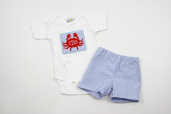 Baby Boy Clothes Boys Monogram Crab Shirt Light Blue 