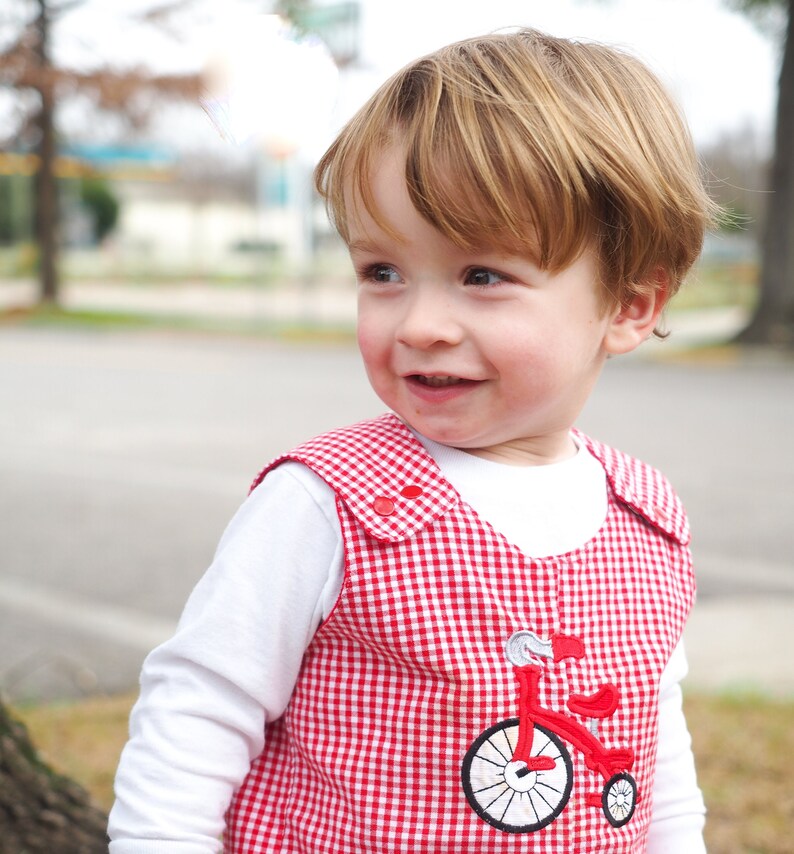 Boys Gingham Overalls Toddler Boy Tricycle Outfit Boys - Etsy