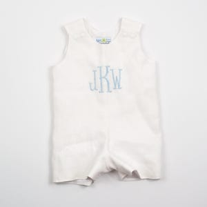 White Linen Baptism Romper - Boys Dedication Outfit - Toddler Boy Christening Clothes - Personalized Baptism - Little Boy Baptism Shortall