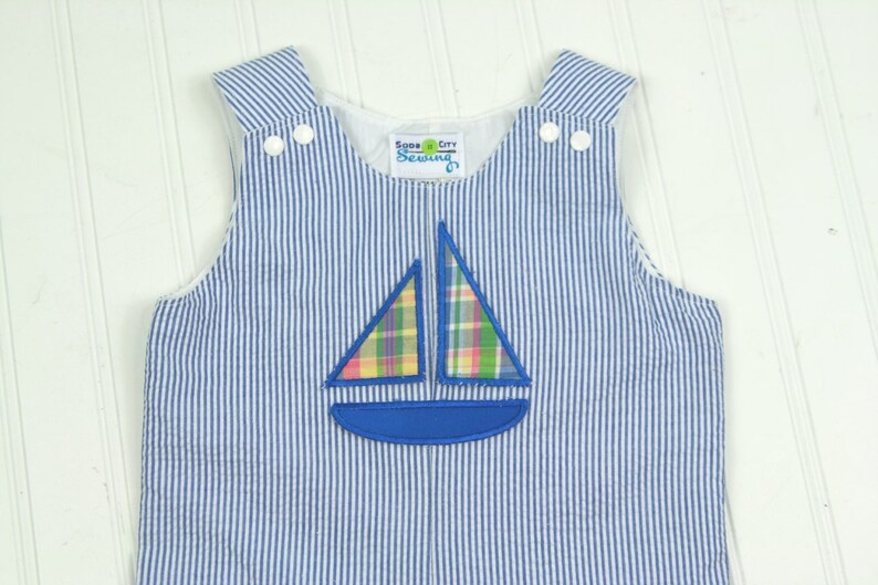 Boys Sailboat S/S Polo Romper main image 1