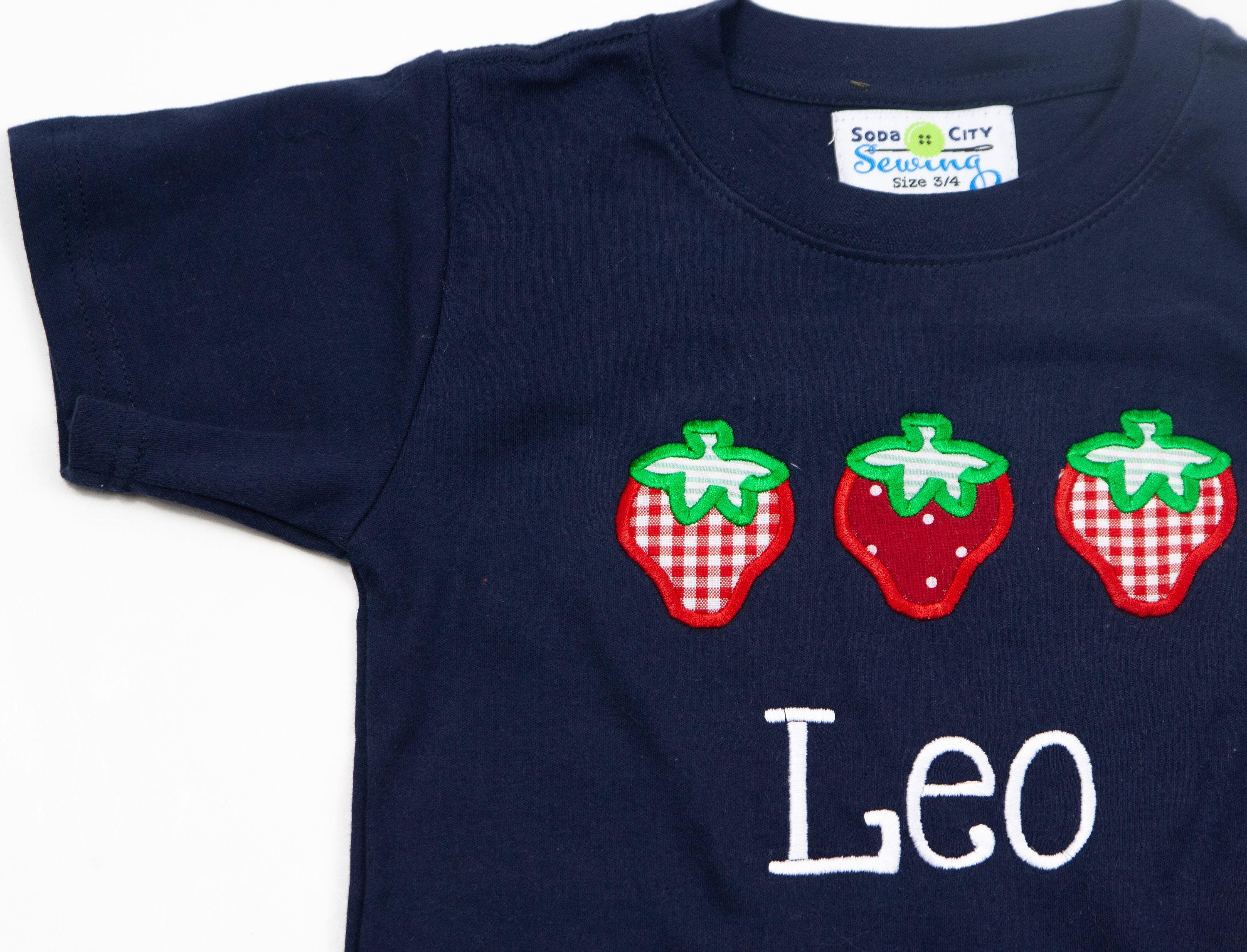 Boys Summer Outfits - Strawberry Picking Applique Tee