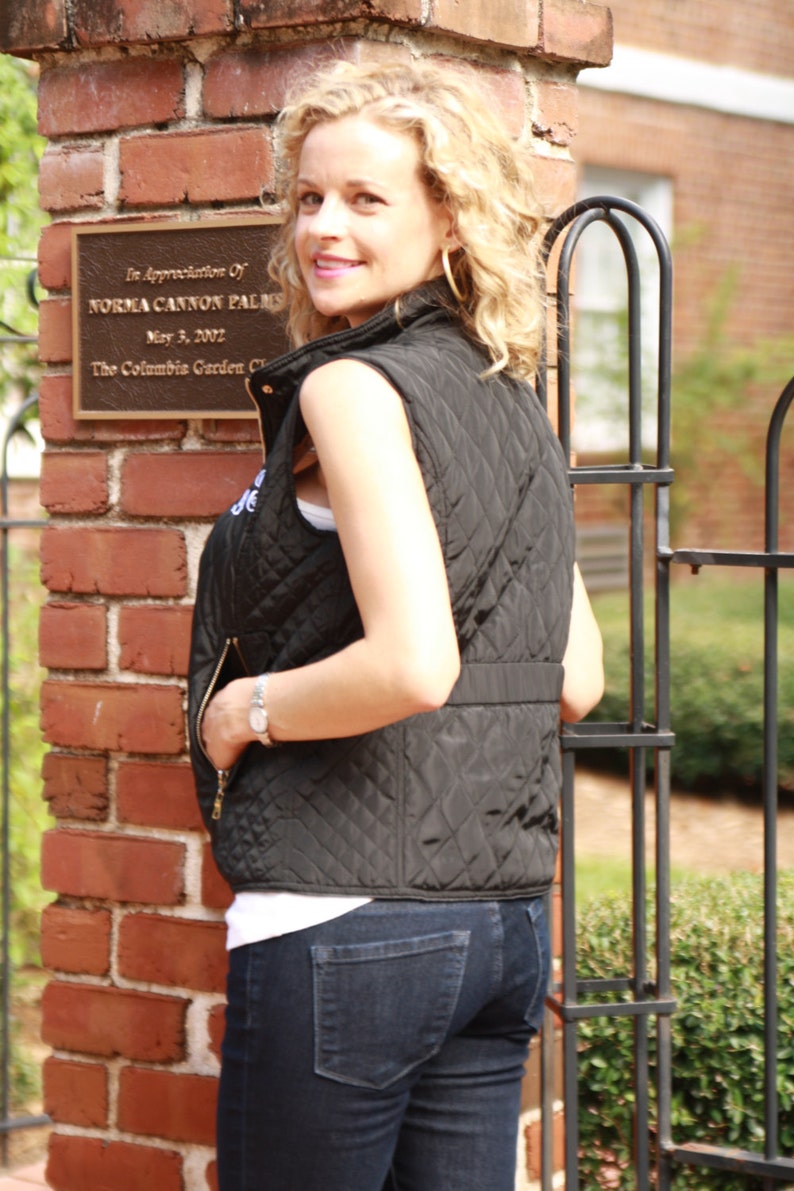 Monogrammed Vest SALE Black Quilted Vest Ladies Monogrammed Quilted Vest Womens Personalized Vest Lightweight Puffer Jacket, Gift Her image 2