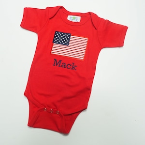 American Flag Applique Tee - Toddler 4th of July Outfit - Little Boys Independence Day Clothes - Patriotic Flag Shorts and Red Shirt Kids