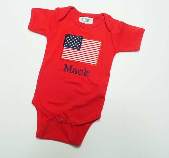 American Flag Applique Tee - Toddler 4th of July Outfit - Little Boys Independence Day Clothes - Patriotic Flag Shorts and Red Shirt Kids