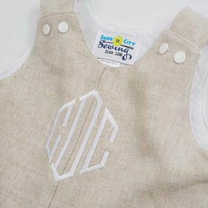 Christening Suit for Boys - Linen Romper for Baby Boy - Christening Outfit for Boy - White Linen Dedication Romper - Monogrammed Christening image 8