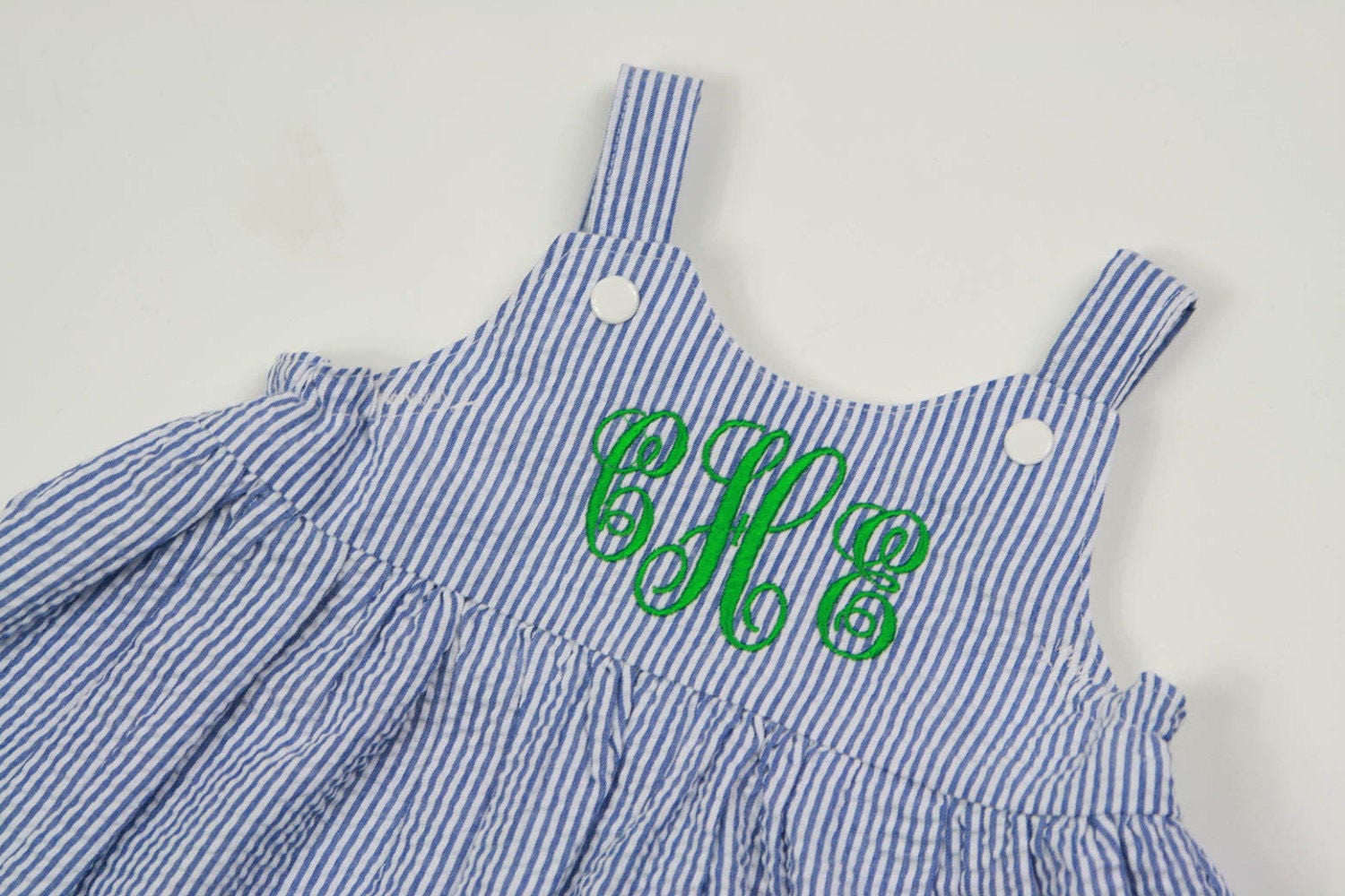 Blue Seersucker Dress With Ladybug main image 0