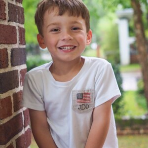 Little Boys American Flag Pocket Tee & Shorts - Perfect 4th of July Outfit with Matching Linen Shorts for Toddlers or Babies