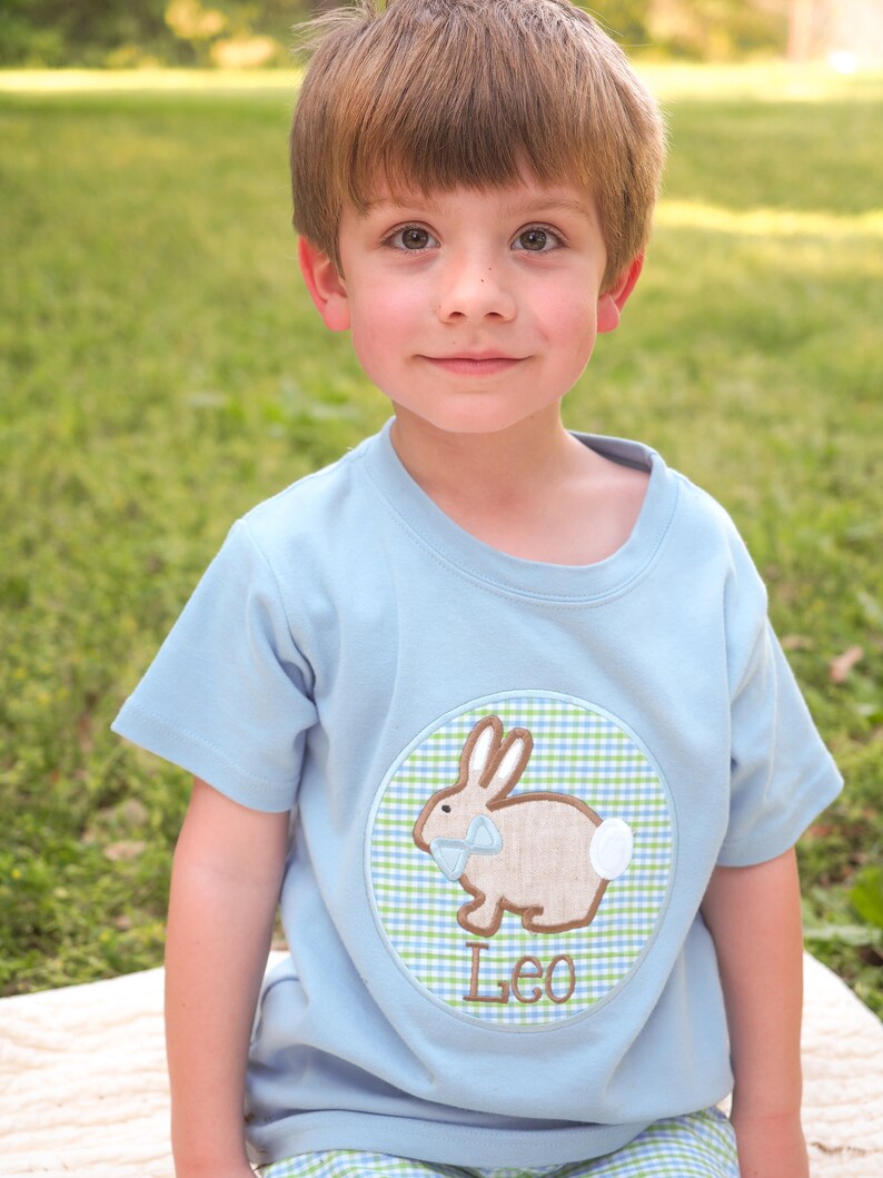 Little Boys Personalized Easter Shirt With Gingham Shorts Etsy