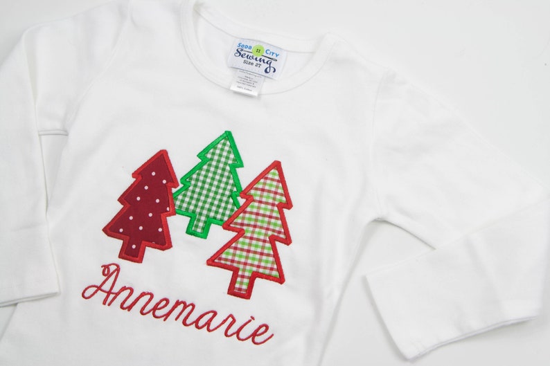 Personalized Christmas Trees Shirt for Girls Red & Green Etsy