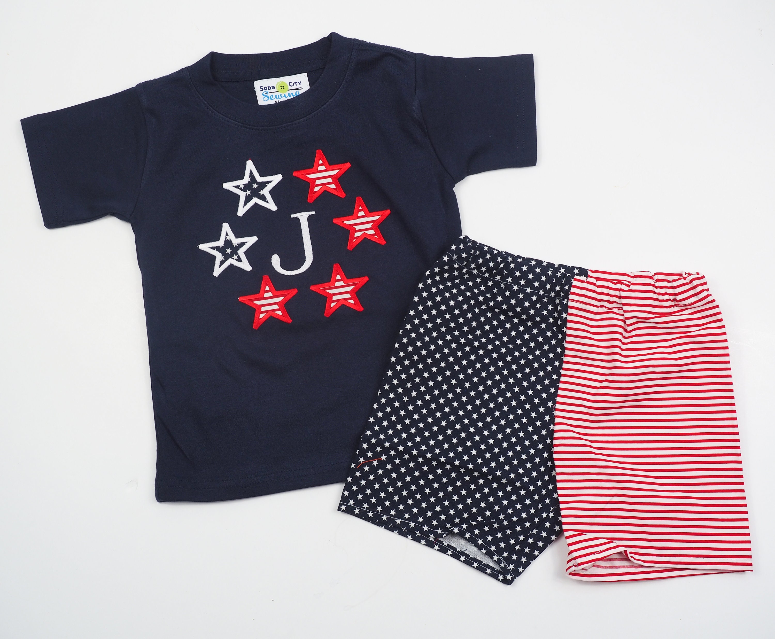 4th of July Shirt for Boys Monogrammed Embroidered Stars and - Etsy