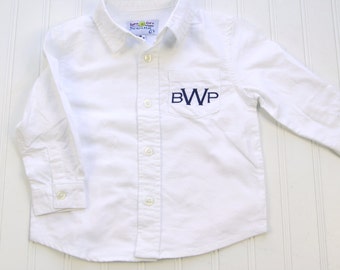 Monogrammed Dress Shirt for Boys - Baby Oxford Shirt - Baby Dress Shirt - Toddler Button up Shirt - Monogrammed Shirt - Ring Bearer Outfit