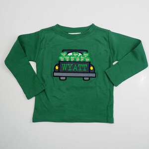 Toddler St Patricks Shirt - Monogrammed St Pats Shirt - Kids Green Shamrock Truck Outfit for Boys - Toddler T-Shirt Set for St Patrick's Day image 3