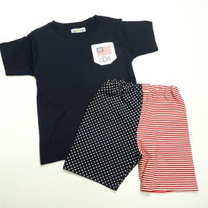 4th of July Pocket Tee with Matching American Flag Shorts- Summer Outfit for Toddler Boys