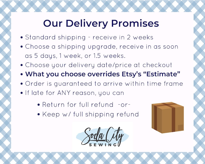 a sign that says our delivery promise