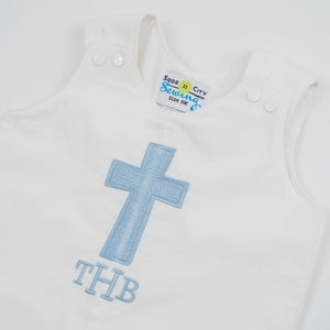 White Corduroy Baptism Outfit - Cross Dedication Overalls - Winter Baptism Boy Clothes - Baby Boy Baptism Outfit - Boys Corduroy Longalls