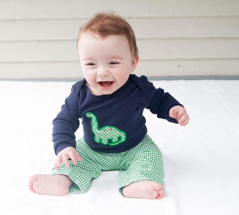 Baby Dinosaur Shirt - Boys Winter Outfit - First Birthday Shirt - Brontosaurus Shirt - Dino T-Shirt - Baby Boy Clothes - New Baby Boy Gift image 2