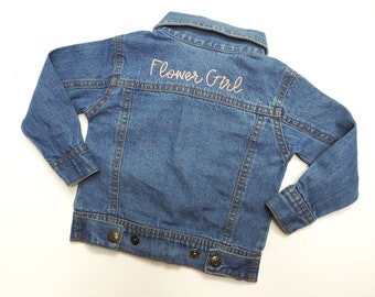 Flower Girl Jean Jacket - Toddler Girls Wedding Gift for Photo ops