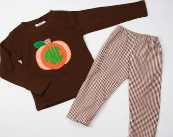 Boys Monogram Pumpkin Shirt - Toddler Pumpkin Outfit - Boys Initial Shirt for Fall - Fall Pumpkin Monogram Shirt - Personalized Pumpkin Tee