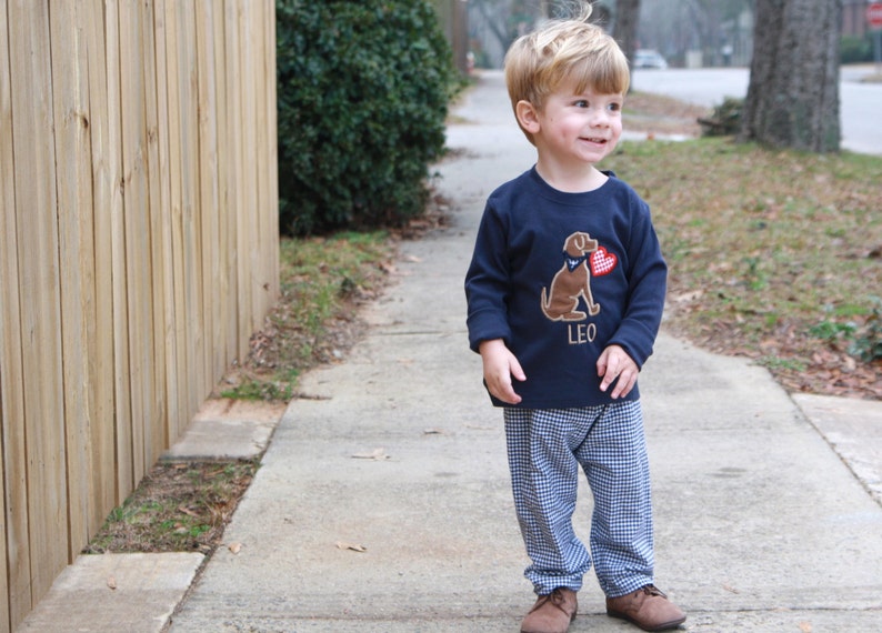 Boys Clothing Boutique Navy Puppy Dog Shirt for Boys Boys Valentines Day Outfit Valentine Outfit for Boys Toddler Valentine/'s Shirt
