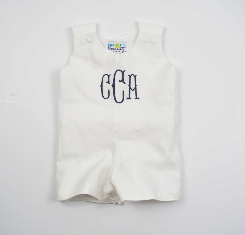 White Linen Baptism Romper Boys Dedication Outfit Toddler Boy Christening Clothes Personalized Baptism Little Boy Baptism Shortall image 4