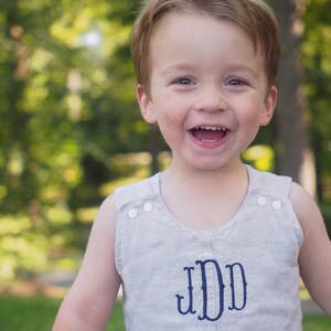 Christening Suit for Boys - Linen Romper for Baby Boy - Christening Outfit for Boy - White Linen Dedication Romper - Monogrammed Christening image 5