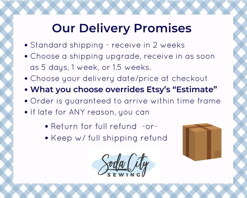 a sign that says our delivery promise